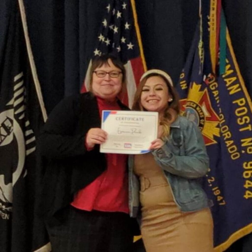 group photo and her advisor