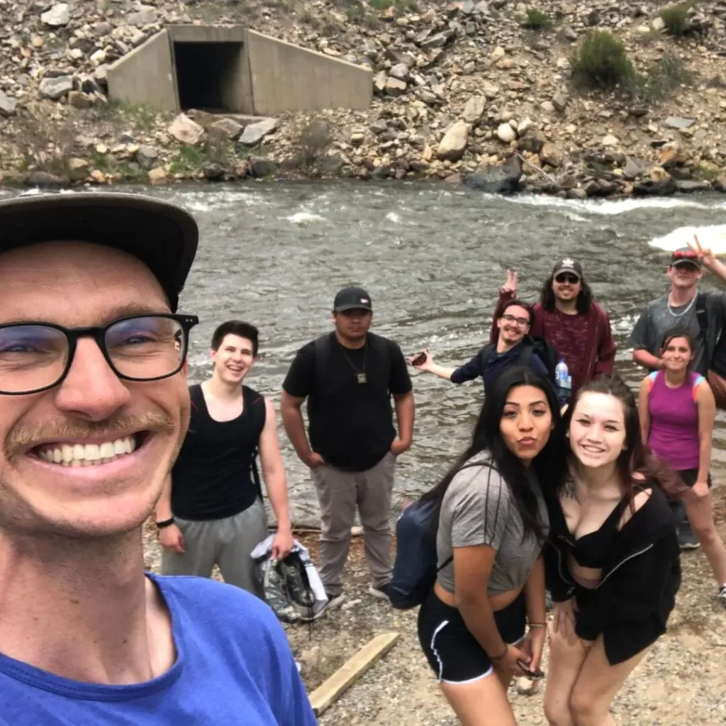 Hunter with students