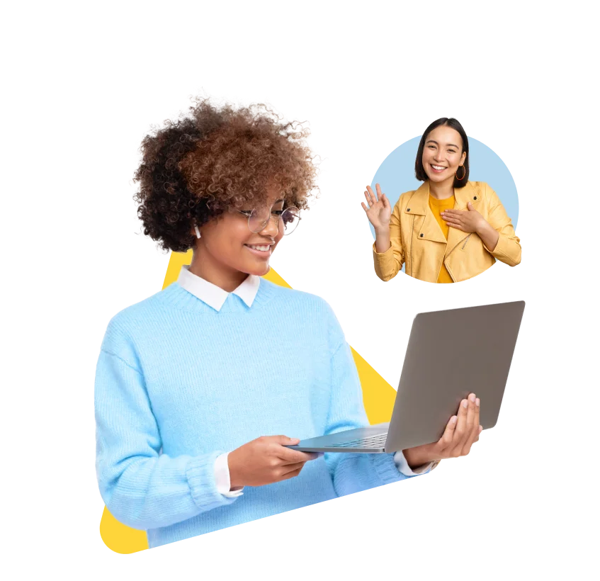 Student working with her laptop