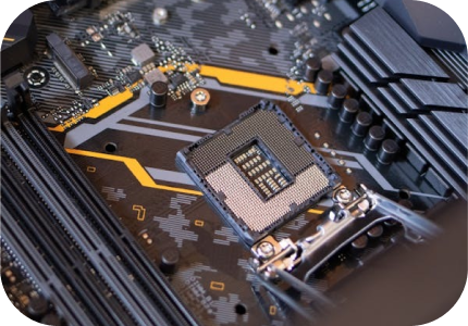 Close-up image of a motherboard with a CPU installed