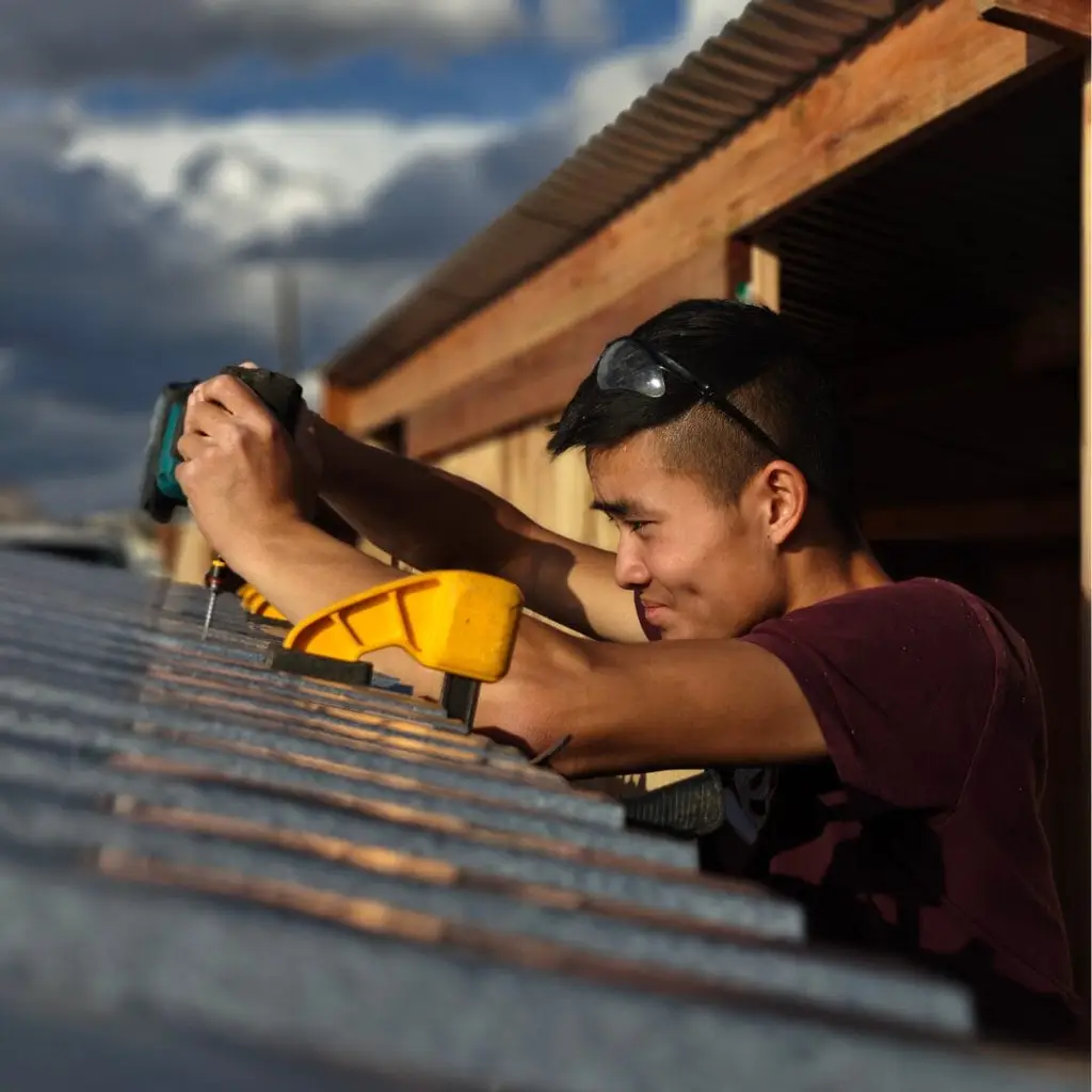Jonathan doing carpentry work