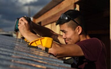 Jonathan doing carpentry work