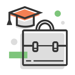 bag and graduation hat icon